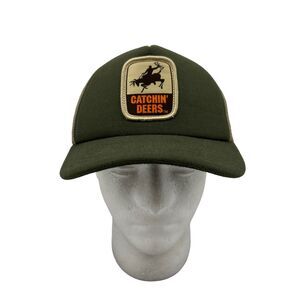 Catchin Deers Hat Mens Snapback Green Tan Giddy Premium Canvas Trucker Mesh Back